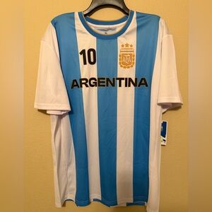 Argentina Lionel Messi #10 Soccer Jersey XL Blue White World Cup Style Futbol Te